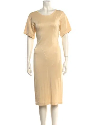 Pre-owned Fendi Scoop Neck Midi Length Dress In Yellow