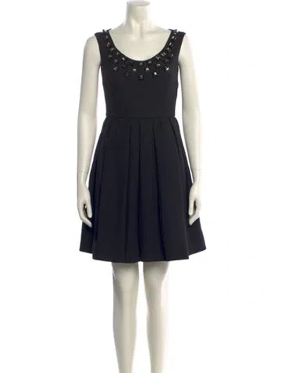 Pre-owned Fendi Scoop Neck Mini Dress In Black