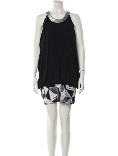 Pre-owned Fendi Scoop Neck Mini Dress In Black