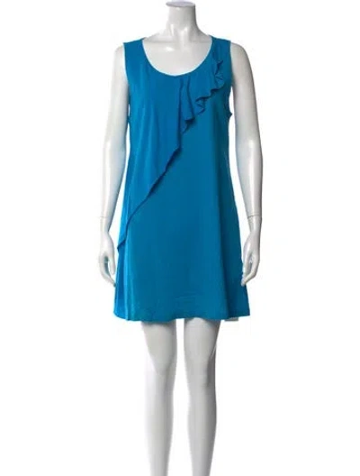 Pre-owned Fendi Scoop Neck Mini Dress In Blue