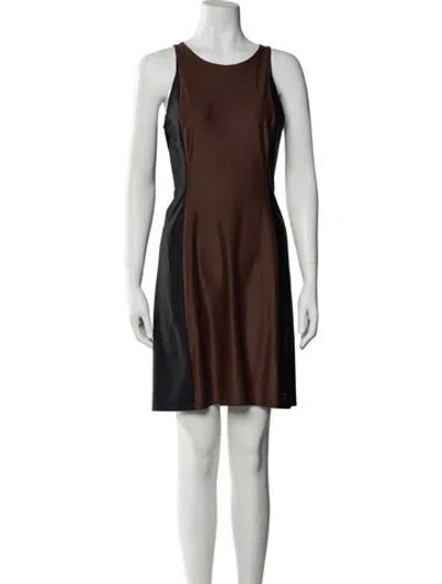 Pre-owned Fendi Scoop Neck Mini Dress In Brown