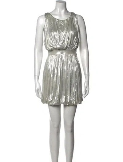 Pre-owned Fendi Scoop Neck Mini Dress In Metallic/silver
