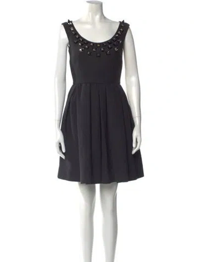 Pre-owned Fendi Scoop Neck Mini Dress W/ Tags In Black