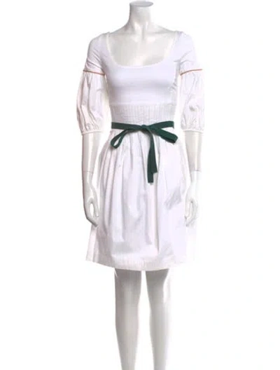 Pre-owned Fendi Scoop Neck Mini Dress In White