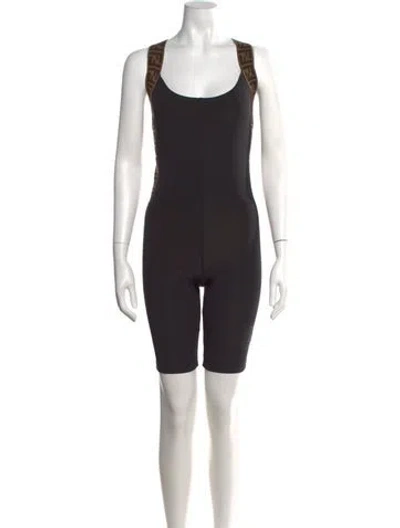 Pre-owned Fendi Scoop Neck Romper W/ Tags In Black