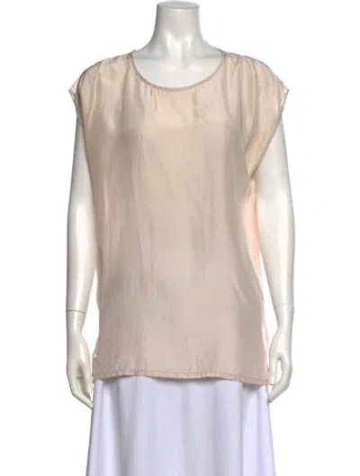 Pre-owned Fendi Scoop Neck Short Sleeve Blouse In Neutral