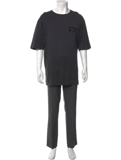 Pre-owned Fendi Scoop Neck Short Sleeve T-shirt In Black