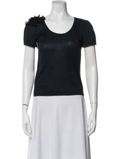 Pre-owned Fendi Scoop Neck Short Sleeve T-shirt In Blue