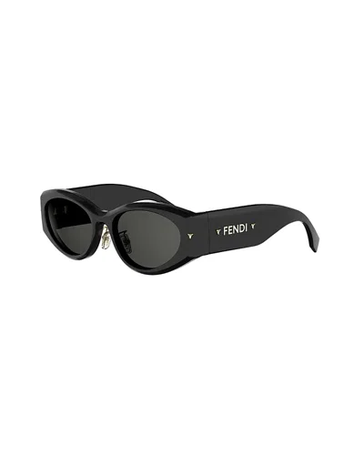 Fendi Screen Oval Sunglasses, 57mm In Black