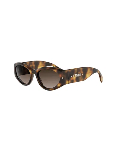 Fendi Screen Oval Sunglasses, 57mm In Brown