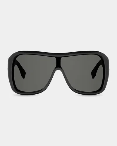 Fendi Screen Shield Sunglasses In Shiny Black / Smoke