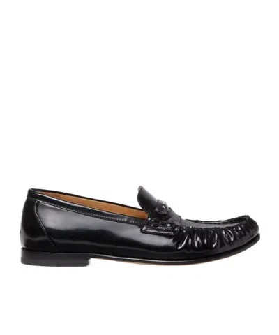 Fendi Casual Loafers Rounded Toe Smooth Finish In Black