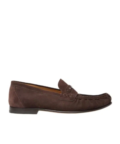 Fendi Penny-loafer Scrunch Aus Veloursleder In Brown
