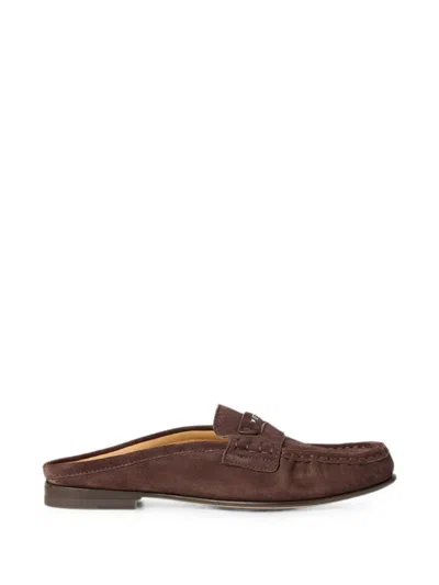 Fendi Leather Logo Band Sandal With Hand-stitched Detailing In Brown