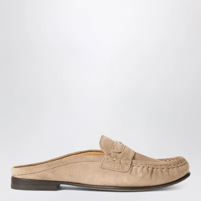 Fendi Scrunch Mini Sabots In Suede In Brown