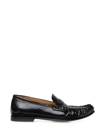 Fendi Casual Loafers Rounded Toe Smooth Finish In Black