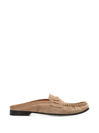 Fendi Scrunch Sabot In Beige Suede In Neutral