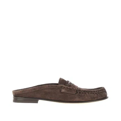 Fendi ' Scrunch' Suede Leather Sabot In Brown