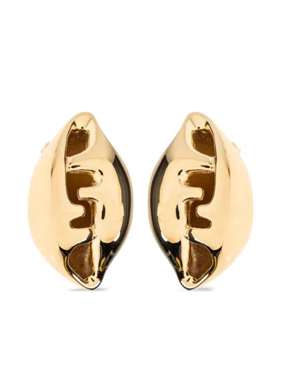 Fendi Sculptural Shell Earrings In Gold