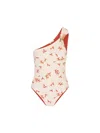 Fendi One-shoulder Swimming Costume With Coral In Neutral