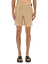Fendi Striped Pattern Belt Loops Shorts In Brown