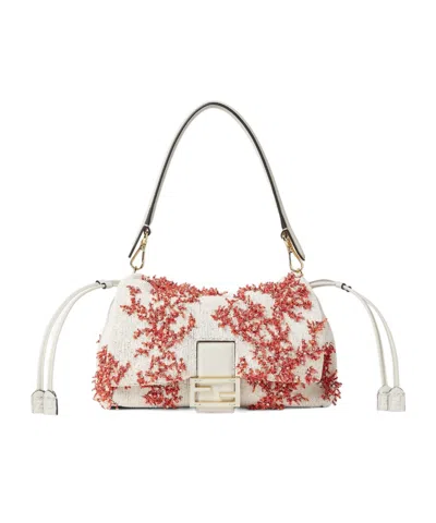 Fendi Sea Garden Coral Red And Camellia Embroidered Bag