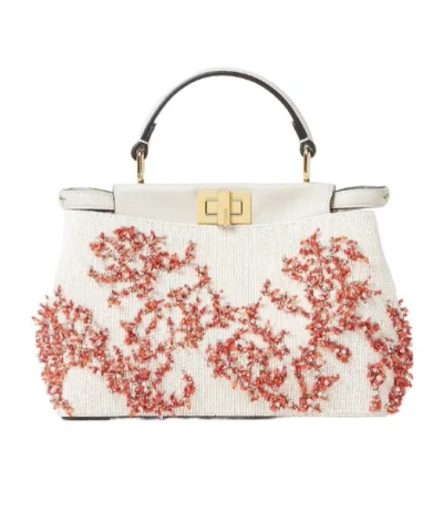 Fendi Sea Garden Coral Red And Camellia Embroidered Bag