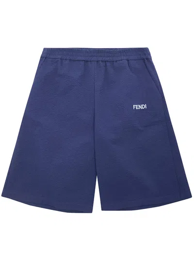 Fendi Seersuc Cotton Bermuda By  Kids In Blue