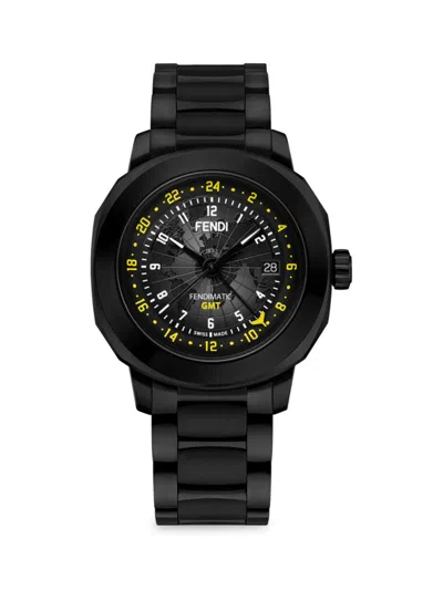 Fendi Selleria 42mm Stainless Steel Bracelet Watch In Black