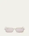 Fendi Selleria Acetate Rectangular Sunglasses In Beige/violet