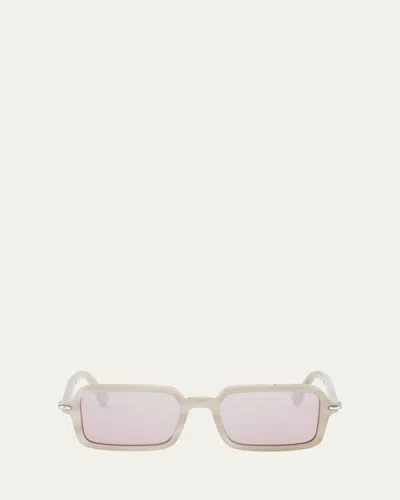 Fendi Selleria Acetate Rectangular Sunglasses In Beige/violet