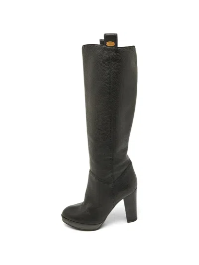 Pre-owned Fendi Selleria Almond-toe Boots In Black