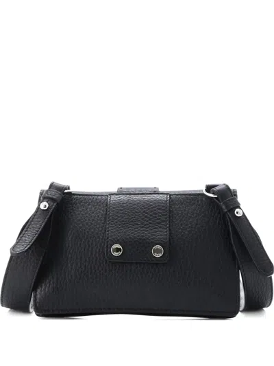 Pre-owned Fendi Selleria Baguette Convertible Pouch Leather Belt Bag In Black