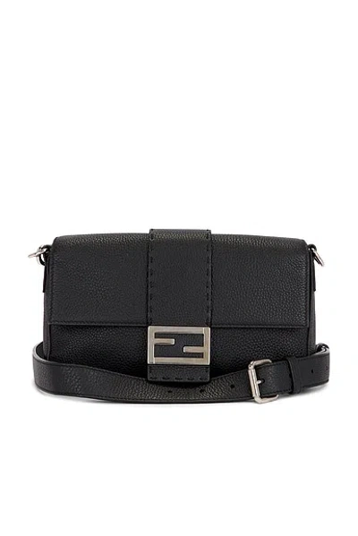 Pre-owned Fendi Selleria Baguette Shoulder Bag In Black