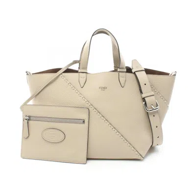 Fendi Selleria Beige Leather Tote Bag