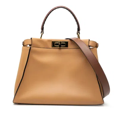 Pre-owned Fendi Selleria Bordeaux Brown Leather Handbag Shoulder Bag () In Multi