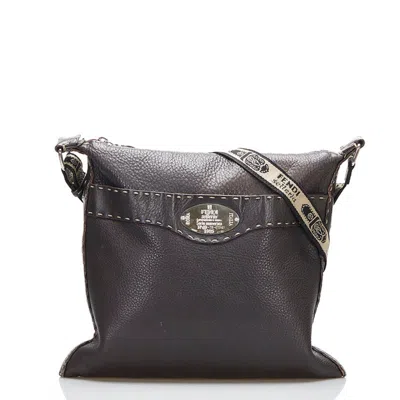 Fendi Selleria Brown Leather Shoulder Bag ()