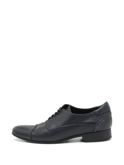 Pre-owned Fendi Selleria Cap-toe Oxford Shoes In Black