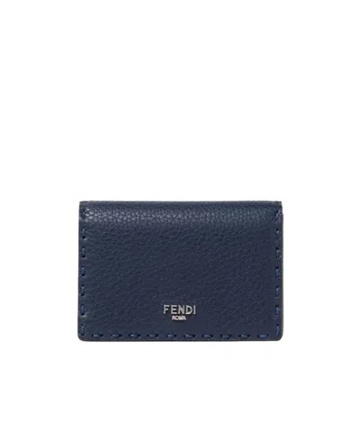 Fendi Selleria Card Case In Blue