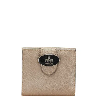 Pre-owned Fendi Selleria Champagne Gold Leather Wallet (bi-fold) ()
