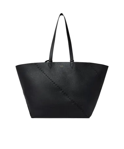 Fendi Selleria Diagonal Shoulder Bag In Black
