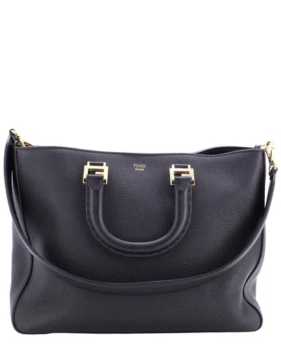 Fendi Selleria Ff Handle Tote Medium (authentic Pre-loved) In Gray