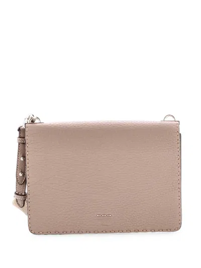Pre-owned Fendi Selleria Flap Selleria Leather Small Crossbody Bag In Brown
