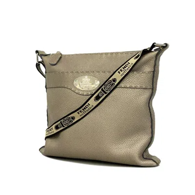 Fendi Selleria Grey Leather Shoulder Bag ()