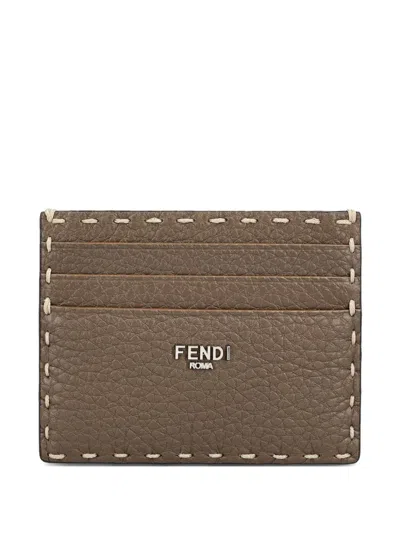 FENDI SELLERIA HAMMERED LEATHER CARDHOLDER