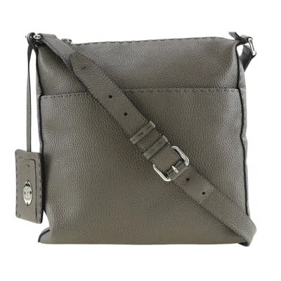 Fendi Selleria Khaki Pony-style Calfskin Shoulder Bag () In Gray