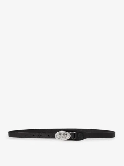 Fendi Selleria Lather Belt In Black