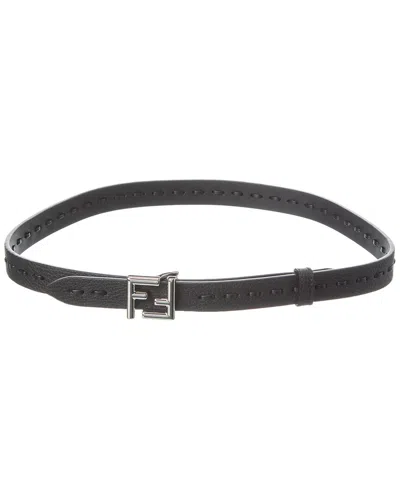 Fendi Selleria Leather Belt In Black