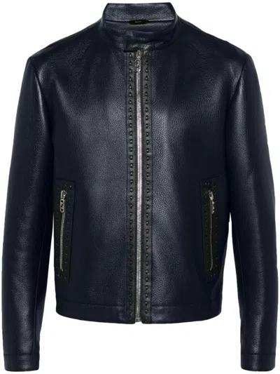 Fendi Selleria Leather Jacket In Black