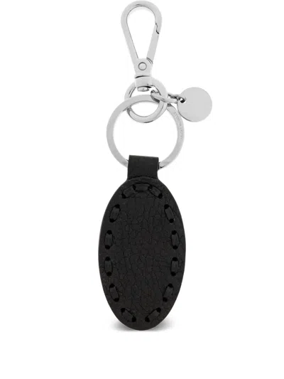 Fendi Selleria Leather Keyring In Orange